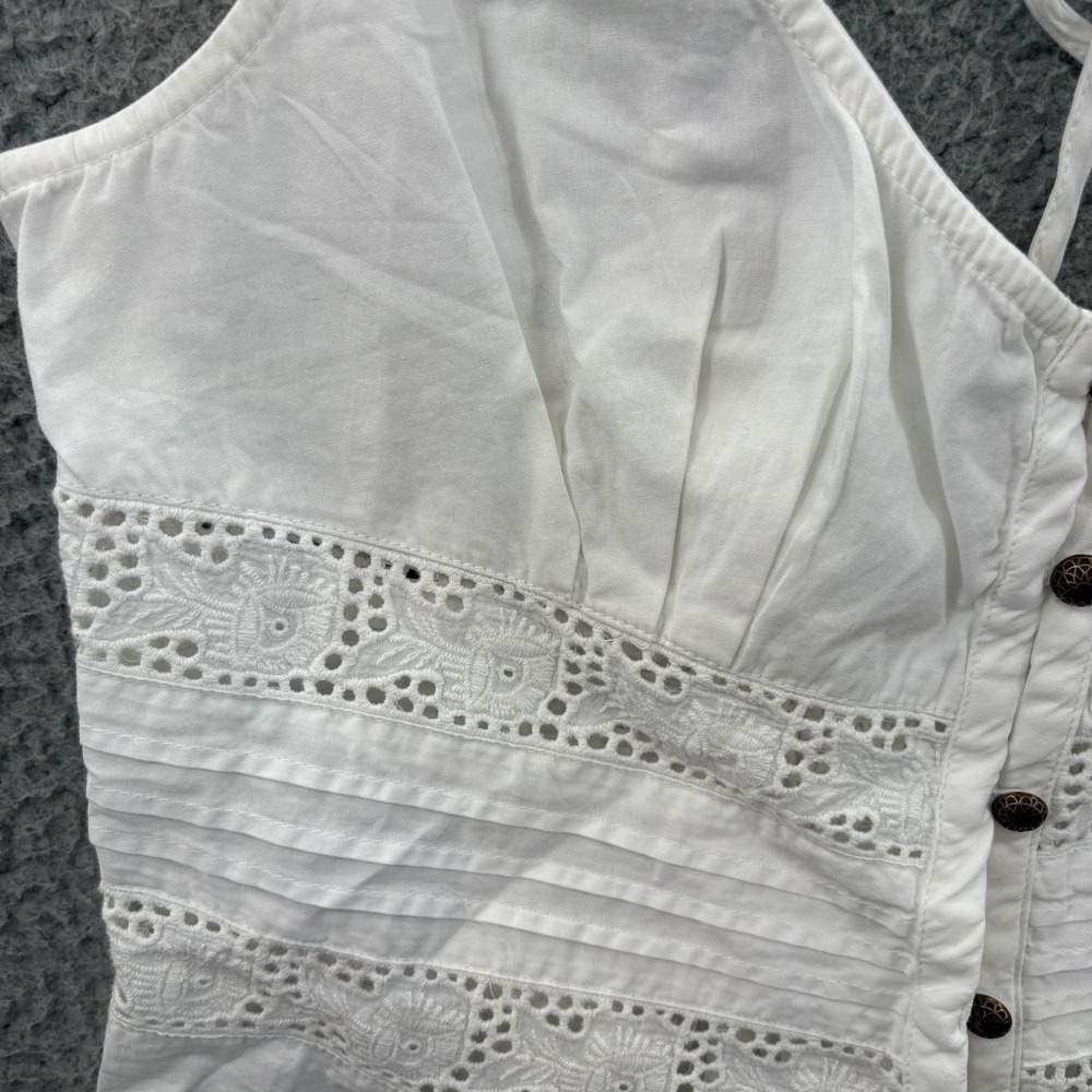 Free People Top Womens M White Eyelet Sleeveless V Neck Tank Cotton Boho Peasant - Picture 3 of 14